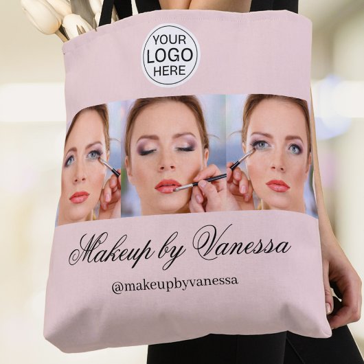 Blush Roze Script Logo Foto Make-up Studio Tote Bag
