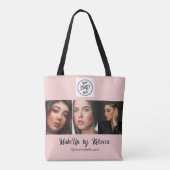 Blush Roze Script Logo Foto Make-up Studio  Tote Bag (Achterkant)