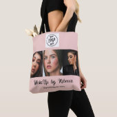 Blush Roze Script Logo Foto Make-up Studio  Tote Bag (Dichtbij)