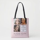 Blush Roze Script Logo Foto Make-up Studio Tote Bag (Voorkant)