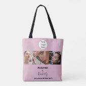 Blush Roze Script Logo Foto Make-up Studio Tote Bag (Achterkant)