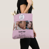 Blush Roze Script Logo Foto Make-up Studio Tote Bag (Dichtbij)