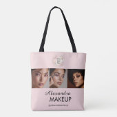 Blush Roze Script Logo Foto Make-up Studio Tote Bag (Achterkant)