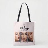 Blush Roze Script Logo Foto Make-up Studio Tote Bag (Voorkant)