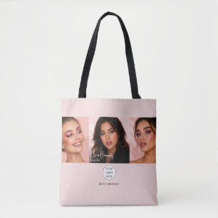 Blush Roze Script Logo Foto Make-up Studio Tote Bag