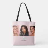 Blush Roze Script Logo Foto Make-up Studio Tote Bag (Achterkant)