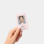 Blush Roze Script Logo Foto Make-up Werknemer Badge (Handheld)