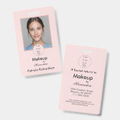 Blush Roze Script Logo Foto Make-up Werknemer Badge (Voor- en achterkant)