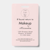 Blush Roze Script Logo Foto Make-up Werknemer Badge (Achterkant)