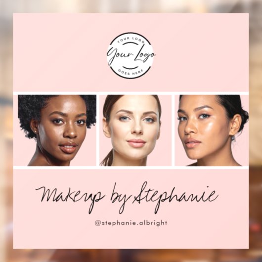 Blush Roze Script Logo Foto Make-upstudio Raamsticker (Vel 2)