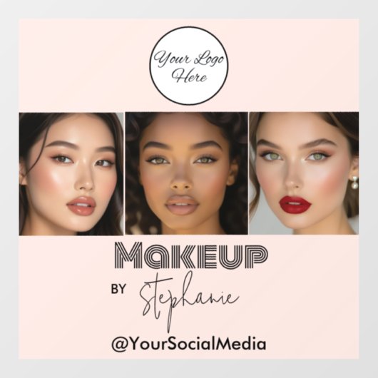 Blush Roze Script Logo Foto Make-upstudio Raamsticker (Vel)