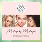 Blush Roze Script Logo Foto Make-upstudio Raamsticker (Vel 3)