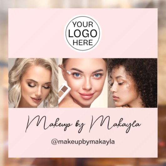 Blush Roze Script Logo Foto Make-upstudio Raamsticker (Vel 2)