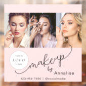 Blush Roze Script Logo Foto Make-upstudio Raamsticker (Vel 2)