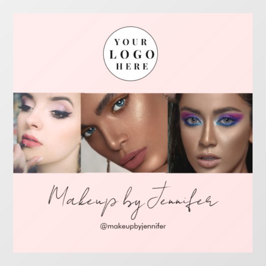 Blush Roze Script Logo Foto Make-upstudio Raamsticker (Vel)
