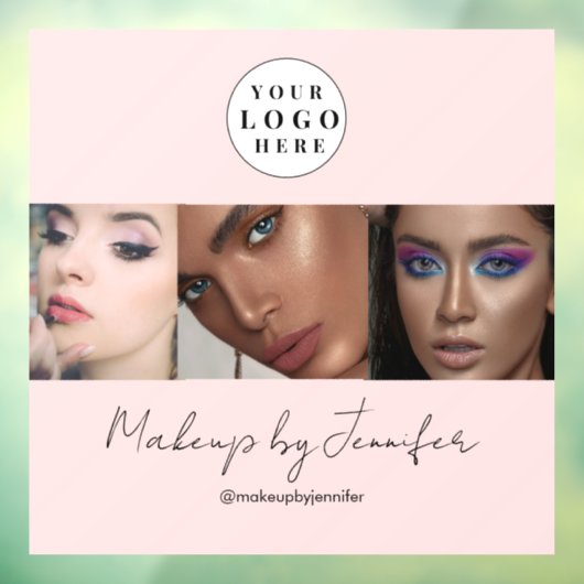 Blush Roze Script Logo Foto Make-upstudio Raamsticker (Vel 3)