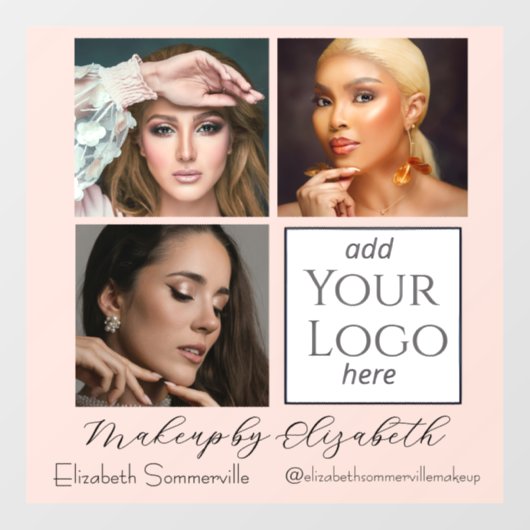 Blush Roze Script Logo Foto Make-upstudio Raamsticker (Vel)