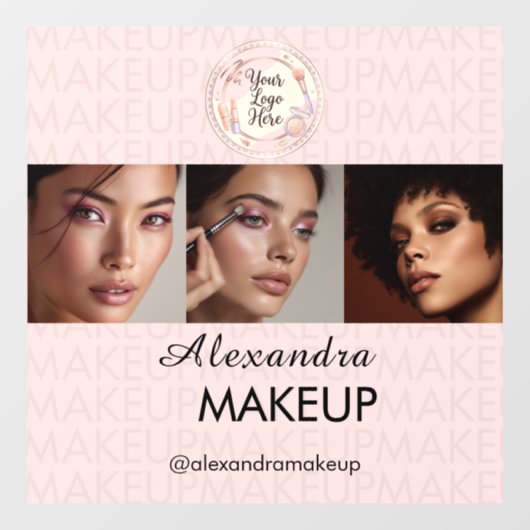 Blush Roze Script Logo Foto Make-upstudio Raamsticker (Vel)