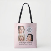 Blush Roze Script Logo Foto Make-upstudio Tote Bag (Voorkant)