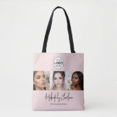 Blush Roze Script Logo Foto Make-upstudio Tote Bag (Voorkant)