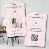 Blush Roze Script Logo Foto Makeup Logo QR Code B Badge