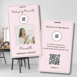 Blush Roze Script Logo Foto Makeup Logo QR Code B Badge