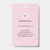 Blush Roze Script Logo Foto Nagels Badge (Achterkant)