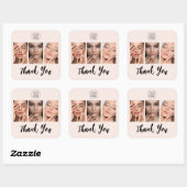 Blush Roze Script Logo Foto Nagels Bedankt Vierkante Sticker (Vel)