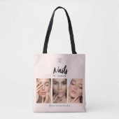 Blush Roze Script Logo Foto Nagels Kunstenaar Tote Bag (Voorkant)