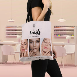 Blush Roze Script Logo Foto Nagels Kunstenaar  Tote Bag