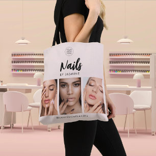 Blush Roze Script Logo Foto Nagels Kunstenaar Tote Bag