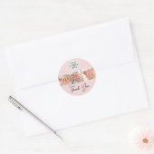 Blush Roze Script Logo Foto Nagelsalon Bedankt Ronde Sticker (Envelop)