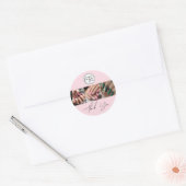 Blush Roze Script Logo Foto Nagelsalon Bedankt Ronde Sticker (Envelop)