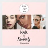 Blush Roze Script Logo Foto Nagelsalon Raamsticker (Vel)
