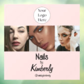 Blush Roze Script Logo Foto Nagelsalon Raamsticker (Vel 3)