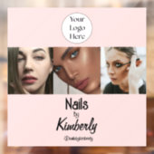Blush Roze Script Logo Foto Nagelsalon Raamsticker (Vel 2)