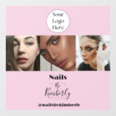 Blush Roze Script Logo Foto Nagelsalon Raamsticker (Vel)
