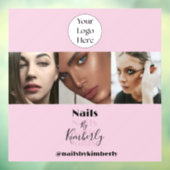 Blush Roze Script Logo Foto Nagelsalon Raamsticker (Vel 3)