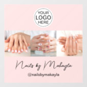 Blush Roze Script Logo Foto Nagelsalon Raamsticker (Vel)