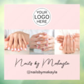 Blush Roze Script Logo Foto Nagelsalon Raamsticker (Vel 3)
