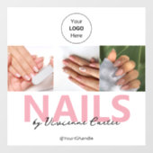 Blush Roze Script Logo Foto Nagelsalon Raamsticker (Vel)