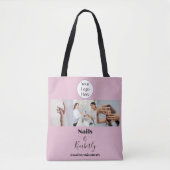 Blush Roze Script Logo Foto Nagelsalon Tote Bag (Voorkant)