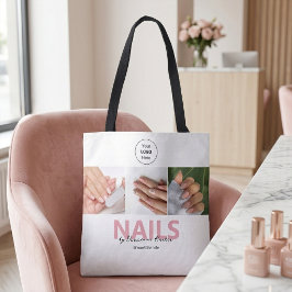 Blush Roze Script Logo Foto Nagelsalon Tote Bag