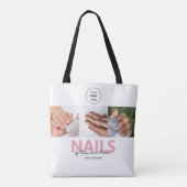 Blush Roze Script Logo Foto Nagelsalon Tote Bag (Achterkant)