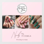 Blush Roze Script Logo Foto Nagelstudio  Raamsticker (Vel)