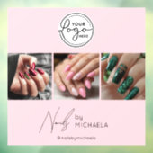 Blush Roze Script Logo Foto Nagelstudio  Raamsticker (Vel 3)