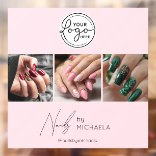 Blush Roze Script Logo Foto Nagelstudio Raamsticker