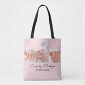 Blush Roze Script Logo Foto Nagelstudio Tote Bag (Voorkant)