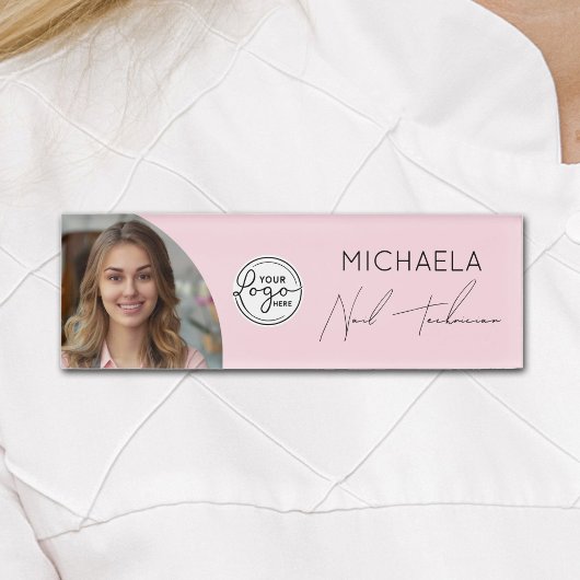 Blush Roze Script Logo Foto Nageltechnicus Naambadge