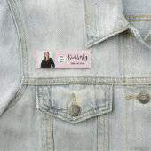 Blush Roze Script Logo Foto Wimper Artiest Naamplaatje (In situ)